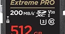 SanDisk 512GB Extreme PRO SDXC UHS-I Memory Card - C10, U3, V30, 4K UHD, SD Card - SDSDXXD-512G-GN4IN, Dark gray/Black