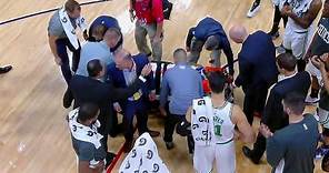 Kemba Walker stretchered off court after scary collision