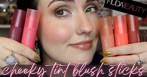 NEW Huda Beauty CHEEKY TINT Blush Sticks | Cheek Swatches of ALL 5 Shades + Review