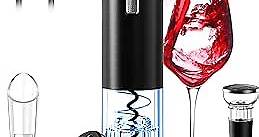 Electric Wine Opener Set, Rechargeable Automatic Wine Corkscrew Remover Kit, Cordless Electric Wine Bottle Opener with USB Charging Cable, Wine Pourer, Vacuum Stopper, Foil Cutter for Wine Lovers Gift