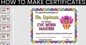 Teacher PowerPoint Tutorial: How to make your own student certificates for end-of-year awards