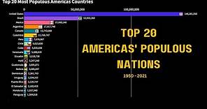 Top 20 Americas' Populous Nations, Americas' Population Countries 1950 - 2021 #americas