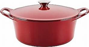 Rachael Ray Enameled Cast Iron Dutch Oven/Casserole Pot with Lid, 5 Quart, Red
