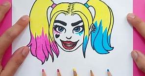 Como dibujar a Harley Quinn paso a paso - Escuadrón suicida | How to draw Harley Quinn