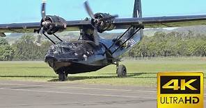 Consolidated PBY-6A Catalina engine start, taxiing & flying in 4K Ultra HD