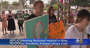 Heated Rally, Meeting As Residents Propose Library Cuts In Niles
