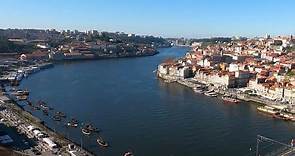 Scenic spot above Dom Luís I Bridge and River Douro in Porto, Portugal