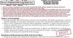 Mahjong: Reviewing Updates to Mah Jongg Made Easy 2024 Instruction Book by National Mah Jongg League