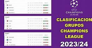 CLASIFICACION GRUPOS CHAMPIONS LEAGUE JORNADA (4) 2023/2024 TABLA DE POSICIONES GRUPOS CHAMPIONS