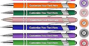 Qingxily Up to 300 Pcs Custom Pens Bulk,Personalized Pens with Free Engraving,Customized Stylus Ballpoint Pens with Your Name,Text,Message for Business,Graduation,Anniversaries-Colorful Pens 12 Packs