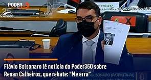 Flávio Bolsonaro lê notícia do Poder360 sobre Renan Calheiros, que rebate: “Me erra”