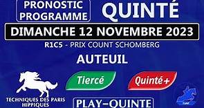 Pronostic et programme quinté du Dimanche 12 Novembre 2023 | Quinté de demain | AUTEUIL