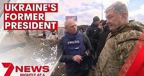 Former Ukrainian President Petro Poroshenko at the frontline in the war with Russia | 7NEWS