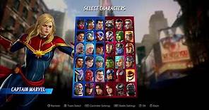 Marvel Vs Capcom Infinite All characters select screen