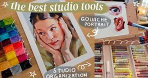 New Art Studio Supplies + Painting a Portrait in Gouache!