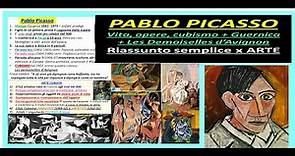 riassunto PABLO PICASSO vita, opere, cubismo, Guernica, les Demoiselles d'Avignon