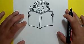 Como dibujar a un niño leyendo paso a paso 2 | How to draw a child reading 2