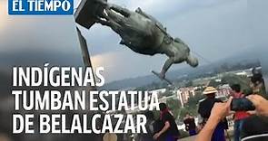 Indígenas tumbaron la estatua del conquistador Sebastián de Belalcázar