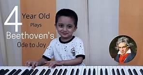 4 year old kid on piano playing Beethoven - 'Ode to Joy' from Symphony No.9