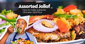 How to make Authentic Ghanaian Assorted Jollof Rice with Chicken and Salad