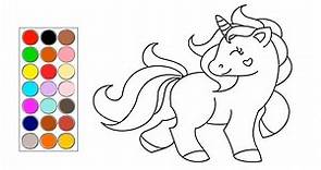 como dibujar y colorear a un lindo unicornio , dibujos para niños 🦄