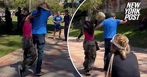 Moment counter-protester is attacked, threatened with taser at UCLA anti-Israel rally