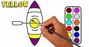 🛶How to Draw a kayak step by step for kids🚤paint canoeing boat paddle tutorial Drawing Pages book
