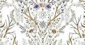 HAOKHOME 94027-2 Gothic Wallpaper Peel and Stick Retro Floral Damask Bronze/White/Purple Witchy Wall Decor Bathroom Removable Mural 17.7in x 9.8ft