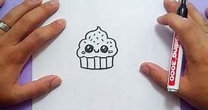 Como dibujar un cupcake kawaii paso a paso | How to draw a kawaii cupcake