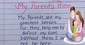Poem on My Parents in English | Poem on Parents Day | Poem on My Parents |My Parents Poem in English