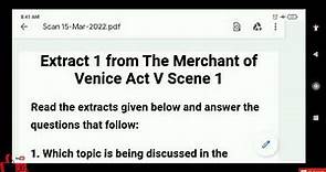 Merchant Of Venice | Act 5 Scene 1 | Workbook Answers | Treasure Trove | English | ICSE Class 10