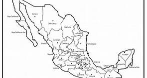 Mapa de la República Mexicana con nombres para imprimir en PDF 2024
