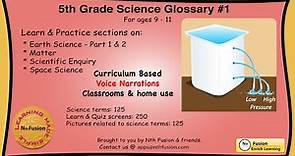 5th Grade Science Glossary # 1 : Learn and Practice Worksheets for home and classroom