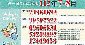 中華民國112年7-8月統一發票中獎號碼(2023年)
