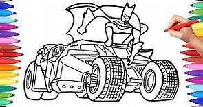 Batman Car Coloring Pages for Kids, Drawing and Coloring the Batmobile, How to Draw Batman