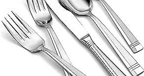 Oneida 45 Piece Amsterdam Everyday Flatware, Service for 8, 18/0 Stainless Steel, Silverware Set, Dishwasher Safe, Multi