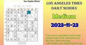 Los Angeles Times Daily Sudoku 2023-11-23 Medium