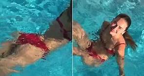 Liam Hemsworth's girlfriend Gabriella Brooks swims in red bikini