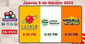 Lotería Nacional LEIDSA y Anguilla Lottery en Vivo 📺│Jueves 8 de febrero 2024- 8:55 PM