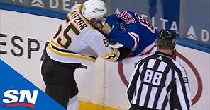 Jeremy Lauzon & Pavel Buchnevich Drop The Gloves For Third Fight Between Bruins & Rangers