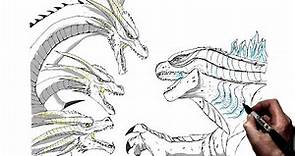 How To Draw Godzilla vs Ghidorah | Step By Step