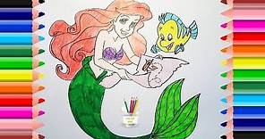 Dibujar y colorear Ariel la sirenita y Flounder