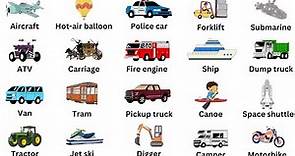 Different Types Of Vehicles In English | Transportation Vocabulary
