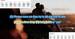 Love Story (no capo) by Taylor Swift play along with scrolling guitar chords and lyrics