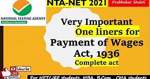Payment of Wages act,1936 (one liners)