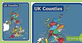 Map of UK Counties Display Poster