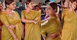 Nayanthara hot bouncing in yellow saree | saree navel