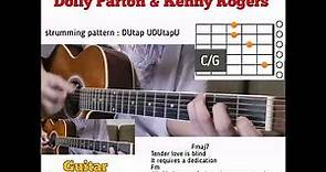 Islands In The Stream - Dolly Parton & Kenny Rogers | guitar chords w/ lyrics & strumming tutorial