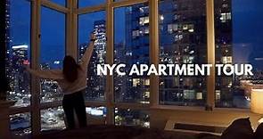 NYC *Night* Apartment Tour || Manhattan Studio High-Rise w/ Floor to Ceiling Windows
