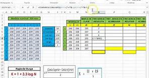 Tabla de Frecuencia para datos agrupados en intervalos con Excel - "DESCARGA EL ARCHIVO"
